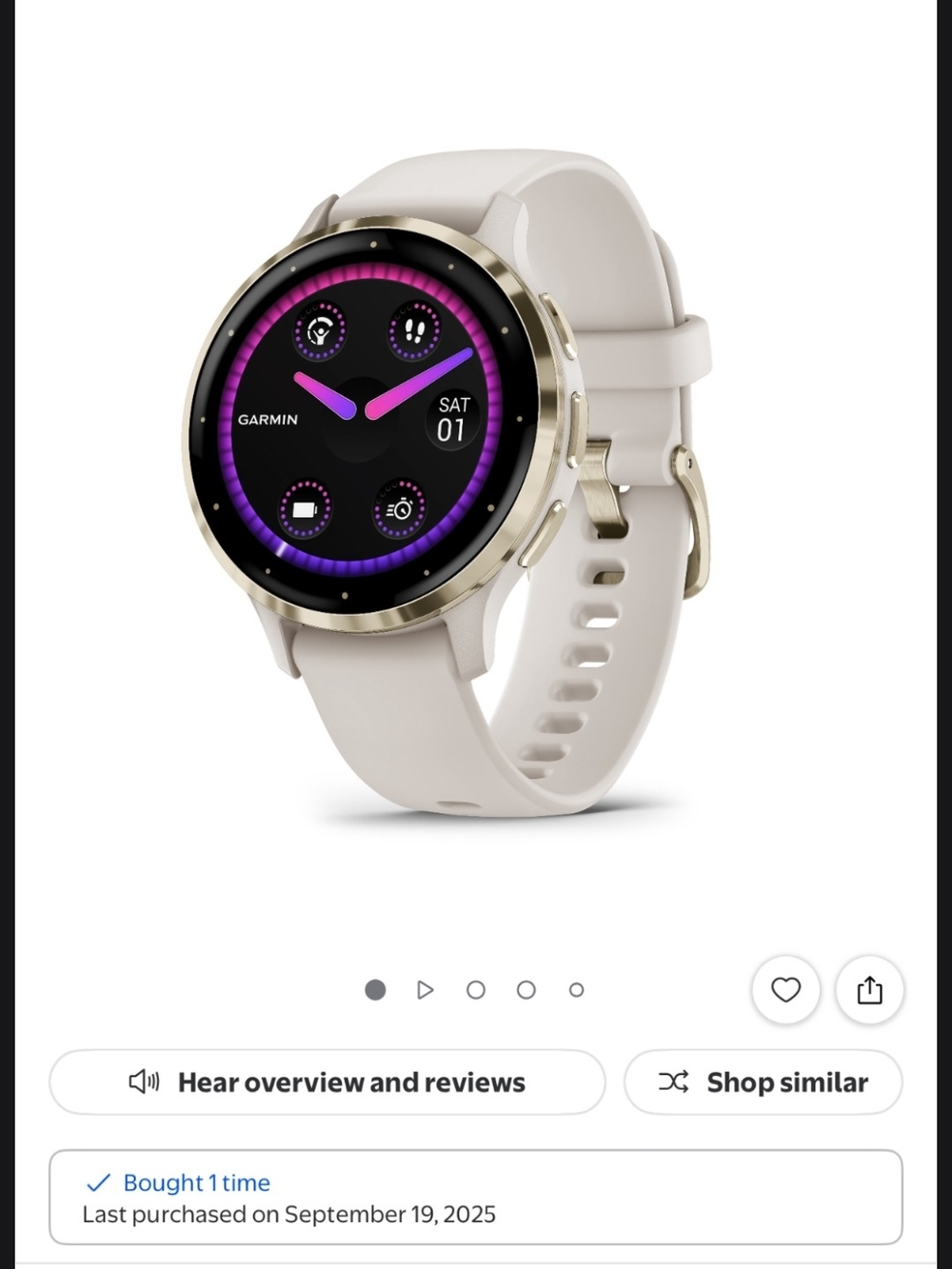 Garmin Venu 3S GPS Smartwatch Ivory 41mm AMOLED Display